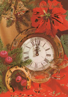 Buon Anno Natale OROLOGIO DA TAVOLO CAVALLOSHOE Vintage Cartolina CPSM #PAT733.IT - New Year
