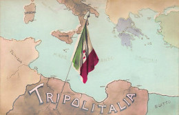 Libya - Italo-Turkish War - Italian Flag Over Tripolitania Map - Libyen
