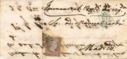 55036. Carta Entera TOLEDO 1856. , 4 Cuartos Filigrana Lazos A MADRID. Fechador Tipo I Azul - Cartas & Documentos