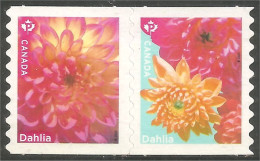 Canada Paire Dahlias Coil Roulette Pair Annual Collection Annuelle MNH ** Neuf SC (C32-36aa) - Ongebruikt