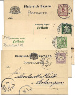 Germany Bavaria 4 Stationery Cards Michel P18 (from 1880), P34 (control Imprint 88) 4, P79 (09),P87 (11) - Covers & Documents
