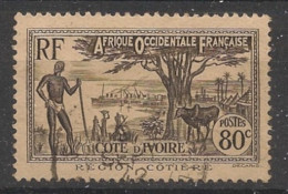 COTE D'IVOIRE - 1936-38 - N°YT. 122A - Mosquée 80c Gris-brun - Oblitéré / Used - Used Stamps