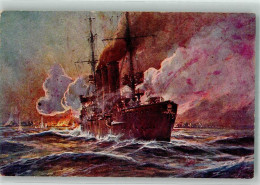 39882307 - Sign. Stoewer, Willy Beschiessung Von Madras Durch Den Kreuzer SMS Emden Marine WK I Kolonialkriegerdank - Oorlog