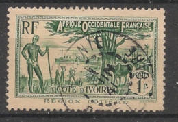 COTE D'IVOIRE - 1936-38 - N°YT. 124 - Mosquée 1f Vert-foncé - Oblitéré / Used - Usati