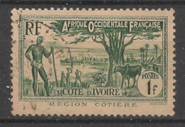 COTE D'IVOIRE - 1936-38 - N°YT. 124 - Mosquée 1f Vert-foncé - Oblitéré / Used - Usati