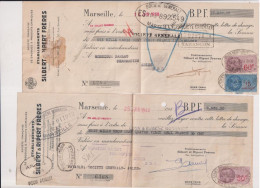 2 Lettres De Change Timbres Fiscaux Perfores S.R.ETS SILBERT & RIPERT-MARSEILLE - Cartas & Documentos