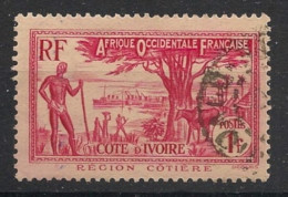 COTE D'IVOIRE - 1936-38 - N°YT. 124A - Région Côtière 1f Rosé Carminé - Oblitéré / Used - Usados