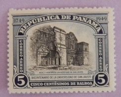 PANAMA YT PA 109 NEUF**MNH" BICENTENAIRE DE L UNIVERSITE SAINT FRANCOIS XAVIER" ANNÉE 1949 - Panamá