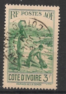 COTE D'IVOIRE - 1936-38 - N°YT. 129 - Camoé 3f Vert - Oblitéré / Used - Oblitérés