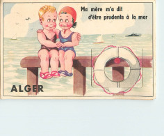 CARTE A SYSTEME ALGER THEME BAIGNEURS 10 VUES BLEU  SOUS LA LANGUETTE - Algiers