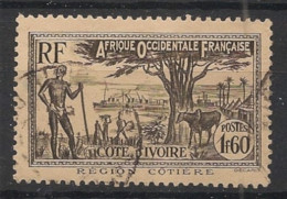 COTE D'IVOIRE - 1939-42 - N°YT. 159 - Région Côtière 1f60 Brun-noir - Oblitéré / Used - Gebraucht