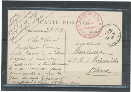 CACHET MILITAIRE - 76 SAINT VALERY EN CAUX -C P -DOUBLE CERCLE ROUGE ,33 Mm SERVICE DES P.J.L./*ST VALERT -EN-CAUX - 1. Weltkrieg 1914-1918