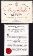 2 Brandy Label, Portugal - RESERVA VELHA, 40 Years Old Brandy. SVP Constantino,  Porto - Alcoholes Y Licores