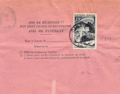 FRANCE SEUL SUR LETTRE. N° 829. EX. POLAIRES. AVIS RECEPTION. INTERIEUR - 1921-1960: Modern Tijdperk