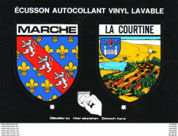 D23  LA COURTINE   CARTE AVEC  ÉCUSSON ADHÉSIF........ BLASONS - La Courtine