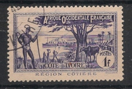 COTE D'IVOIRE - 1944 - N°YT. 173 - Région Côtière 1f Violet - Oblitéré / Used - Usati