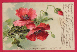 AE513 FANTAISIES FLEURS COQUELICOTS EN RELIEF GAUFREE C KLEIN SIGNEE REF:AE513 - Otros & Sin Clasificación