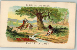 39629307 - Fabeln De Lafontaine Der Esel Und Der Hund Kuenstlerkarte - Contes, Fables & Légendes