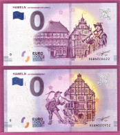 0-Euro XEBN 2018-1 + 2019-2 HAMELN - RATTENFÄNGERSTADT SATZ 2 SCHEINE - Essais Privés / Non-officiels