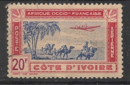 COTE D'IVOIRE - 1942 - Poste Aérienne PA N°YT. 16 - Avion 20f Carmin - Oblitéré / Used - Gebruikt