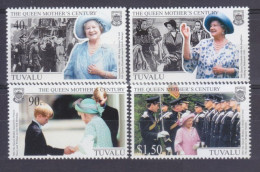 1999 Tuvalu 837-840 99th Birthday Of Queen Elizabeth 5,50 € - Royalties, Royals