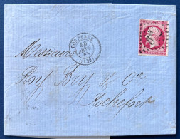 Lettre Napoleon N°17 80c Rose Carminé Oblitéré GC 532 + Càd T15 De BORDEAUX Pour ROCHEFORT TTB - 1853-1860 Napoléon III.