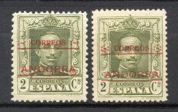 ANDORRA ESPAÑOLA 1928 - EDIFIL Nº 1 Y 1d (DENTADO 14) NUEVOS CON SEÑAL* MH LUJO - Neufs