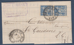 Haute Garonne -   Cachet Pointillé BLAJAN Sur Lettre Pour St Gaudens - 1877-1920: Semi-Moderne