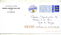 Pap Logo Bleu Flamme Muette Ay Centre Courrier  Entete Mairie Avenay - PAP: Aufdrucke/Blaues Logo