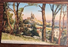 Carte Postale Ancienne Colorisée : Marseille - Notre Dame De La Garde Vue À Travers Les Pins - Ohne Zuordnung