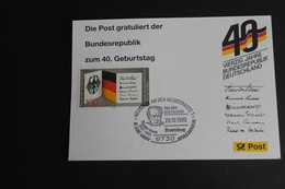 40 Jahre Bundesrepublik Deutschland; Maximumkarte Der POST; SST Neustadt A. D. Weinstraße - Otros & Sin Clasificación