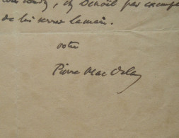 Pierre Mac Orlan, (1882-1970). Lettre Autographe Signée - Scrittori