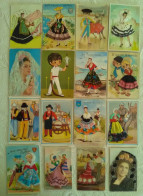 LOT 25 CPSM FANTAISIE BRODEE COSTUME PROVINCE FRANCE ETRANGER Carte Rebrodée Fil Tissu Illustrateur Toutes Scannées - Ricamate