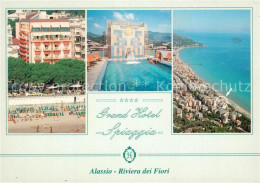 73219930 Alassio Grand Hotel Spiaggia Swimming Pool Riviera Dei Fiori Veduta Aer - Other & Unclassified