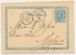 Briefkaart G. 8 Rotterdam - Belgie 1875 - Ganzsachen