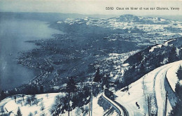 Caux En Hiver Et Vue Sur Clarens Vevey Funiculaire   ( 10x 15) - Montreux