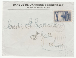 1936 FRANCE Cover Afrique Occidental BANK Paris To Switzerland 1f50 SOUTH  ATLANTIC AIRMAIL  STAMP Aircraft Aviation - Cartas & Documentos