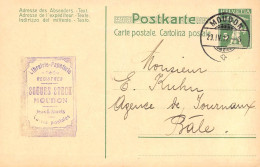 Moudon Papeterie Steck  Firmen Gewerbestempel Besonderheiten - Enteros Postales