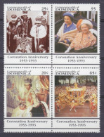 1993 Dominica 1696-1700VB 40 Years Of The Coronation Of Elizabeth II  6,50 € - Koniklijke Families