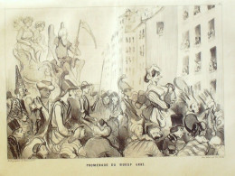 Litho Daumier Honoré Promenade Du Boeuf Gras Planche N°16 1838 - Stampe & Incisioni