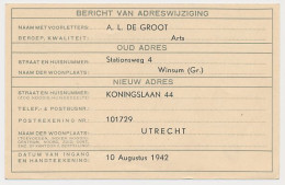 Verhuiskaart G. 13 Particulier Bedrukt Winsum 1942 - Postal Stationery