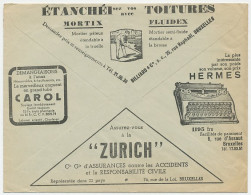 Postal Cheque Cover Belgium 1938 Typewriter - Roof Covering - Anal Itch Cream  - Unclassified