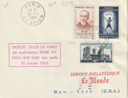 CAD  PARIS  - AVIATION     LIAISO    PARIS  - NEW - YORK    BOEING 707 - Manual Postmarks