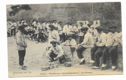 CPA Circulée En 1905 - Alpins Au Cantonnement - La Soupe - Edit. Giletta - Collection Artistique - - Manoeuvres