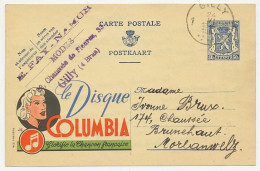 Publibel - Postal Stationery Belgium 1943 Gramophone Record - French Chanson - Columbia - Music