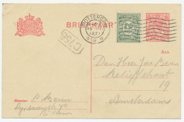 Briefkaart G. 103 I / Bijfrankering Rotterdam - Amsterdam 1921 - Material Postal