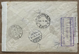 RUSSIA TO SWISS 1916, WW-1, CENSOR COVER USED MILITARY CENSOR HOIH CITY CANCEL NO7/2 LEYSTR PETRO GRID SKY 6, LABEL - Covers & Documents