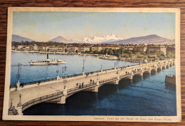 Carte Postale Ancienne Colorisée : Genève : Pont Du Mt. Blanc Et Quai Des Eaux Vives - Sin Clasificación