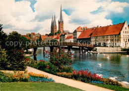 73217275 Luebeck Blick Vom Malerwinkel Uferpromenade Trave Bruecke Kirche Luebec - Lübeck