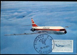 X0475 Italia, Maximum Card 1974 Airplane Caravelle,  Flugzeuge, Airplane - Maximum Cards